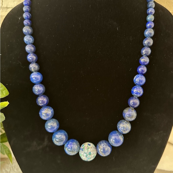 Jay King Lapis Lazuli and Micro Opal Necklace with Sterling Silver Clasp. - Picture 1 of 6